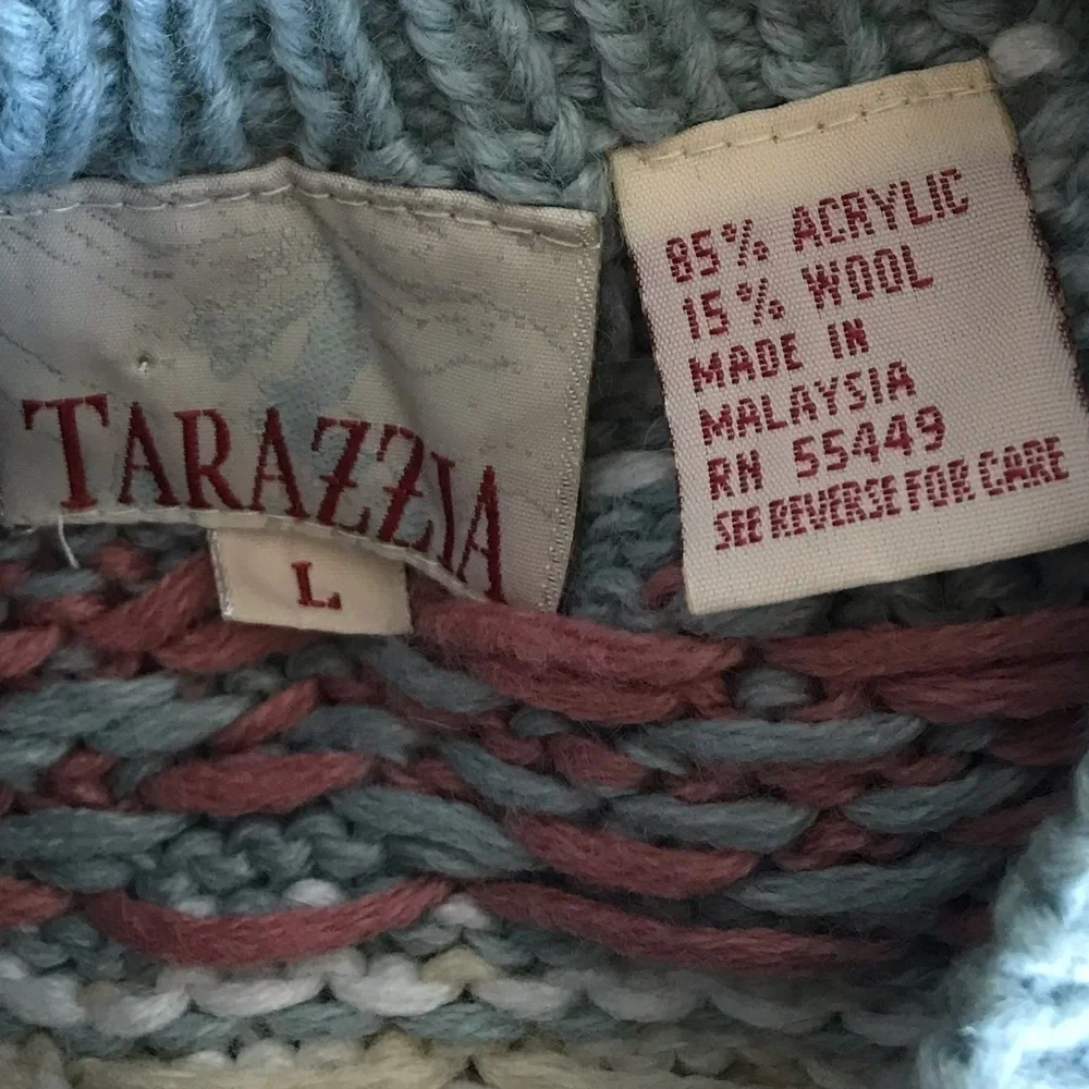 Tarazzia Vintage Olive Branch Knit Fair Isle Sweater